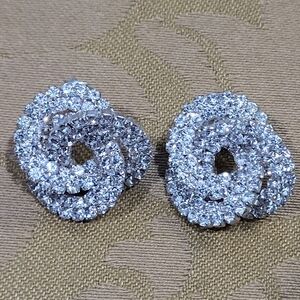 *3/$30 Sale* Elegant 3 Entwined Ring Silver Crystal Post Earrings